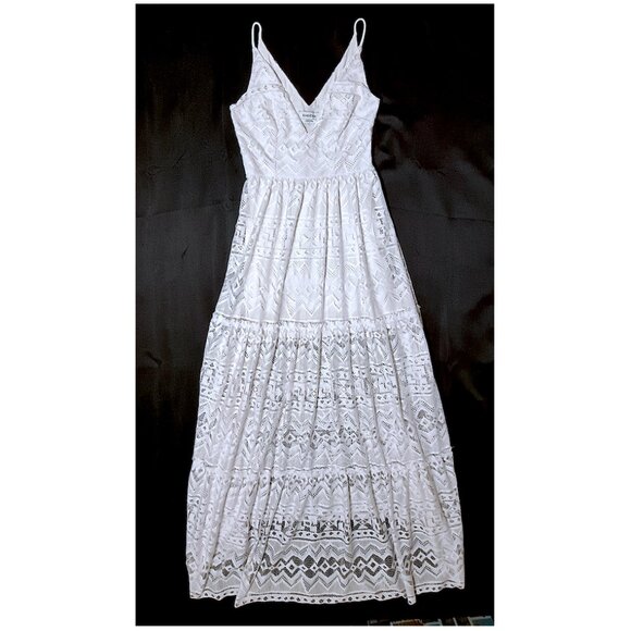 Bebe White Lace Maxi Dress – Spaghetti Straps – Boho Romantic Style - Size 0 - Picture 2 of 11